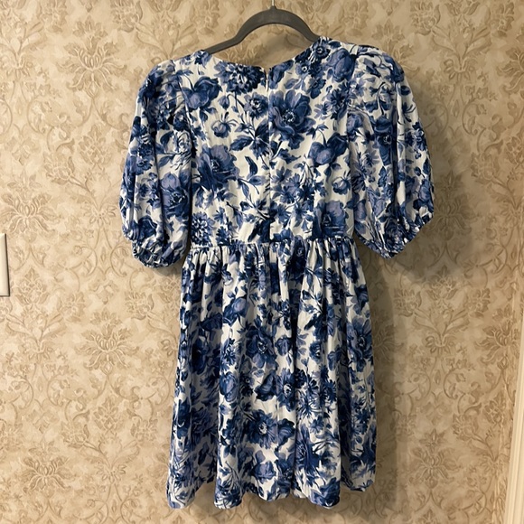 Abercrombie & Fitch, Cinch Front Poplin Mini Dress, Blue & White, XS - Picture 4 of 8